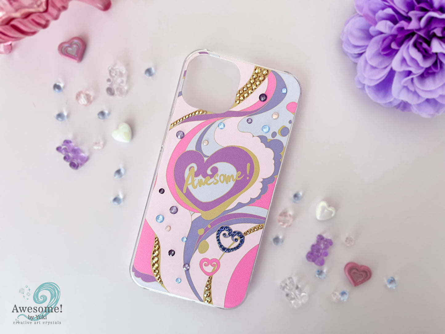 [Berry Mousse] SweetHeart Crystal iPhone Case