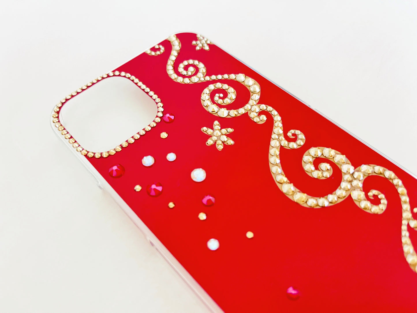 [Cardinal Red] Flowing Gold Crystal iPhone Case