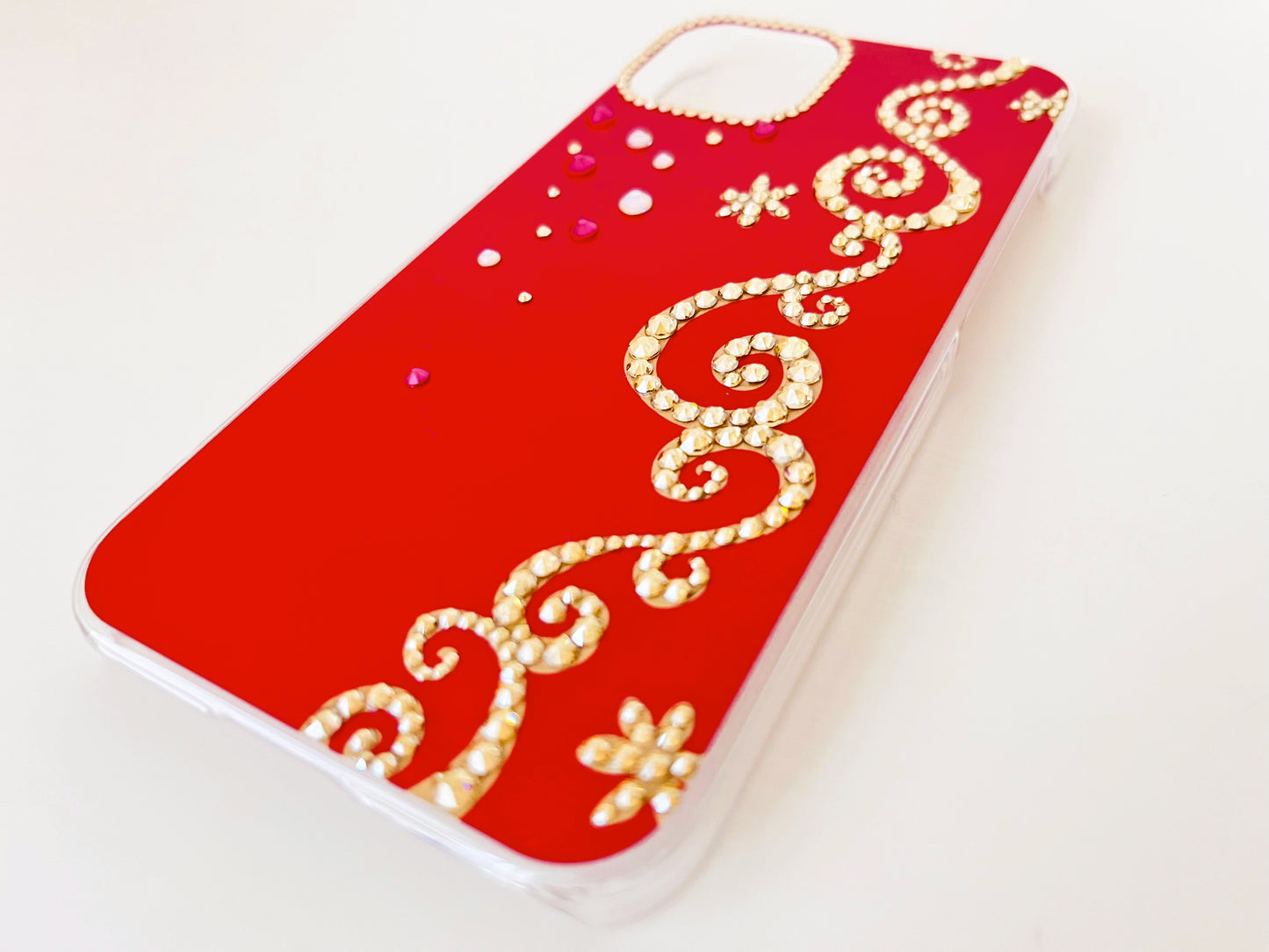 [Cardinal Red] Flowing Gold Crystal iPhone Case