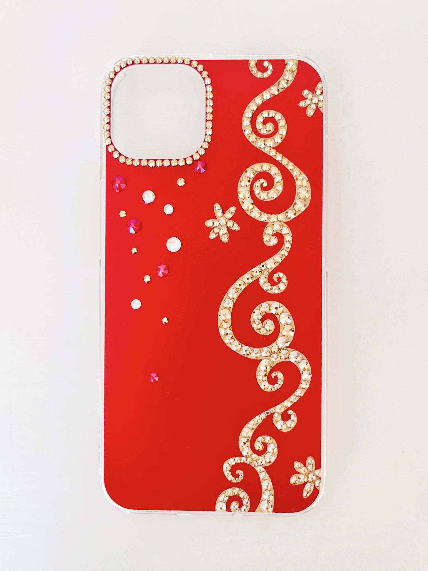 [Cardinal Red] Flowing Gold Crystal iPhone Case