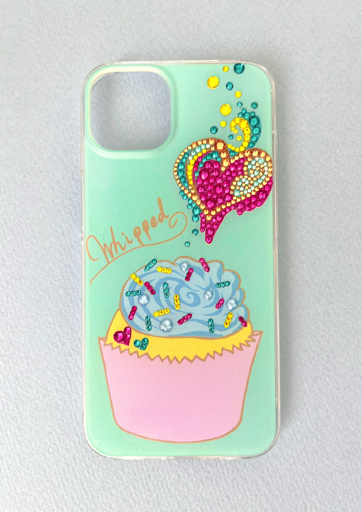 【ホイップ×ミント】Mellow Cupcake　クリスタル付きiPhoneケース