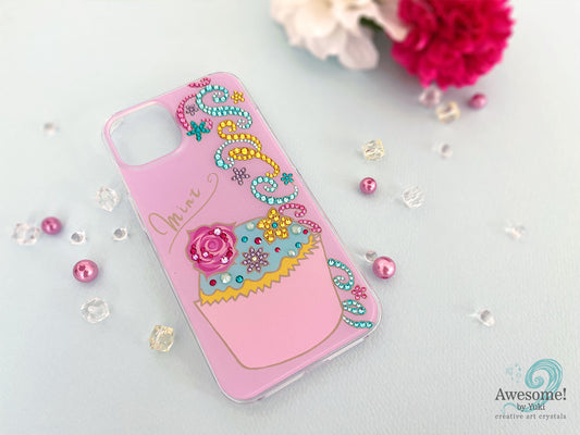 [Flower x Pink] Mellow Cupcake Crystal iPhone Case